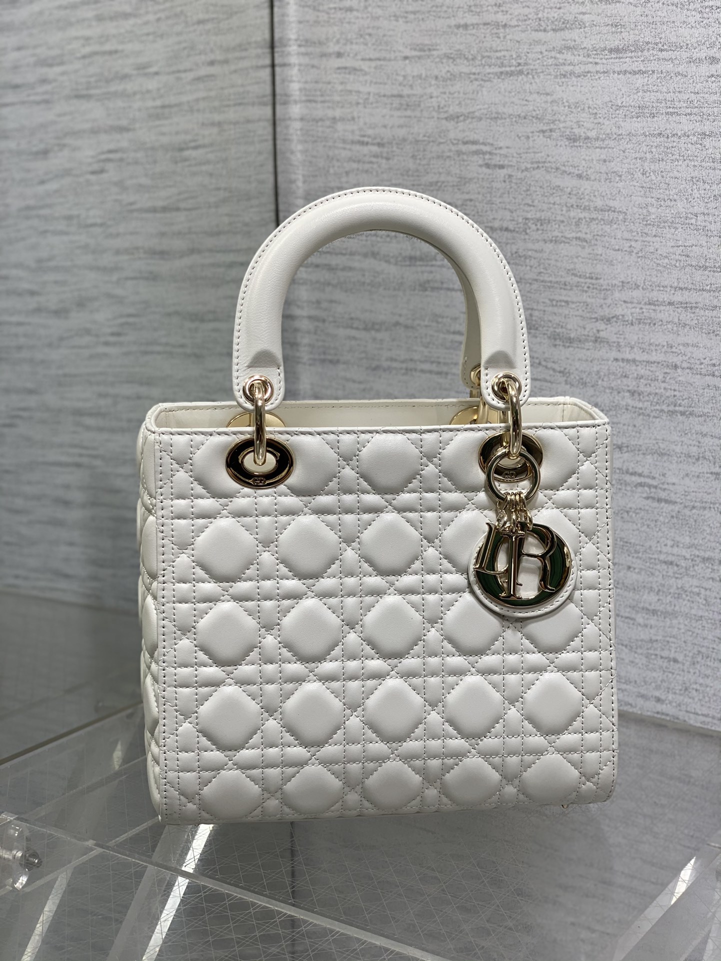 Medium Lady Dior Bag Latte Cannage Lambskin